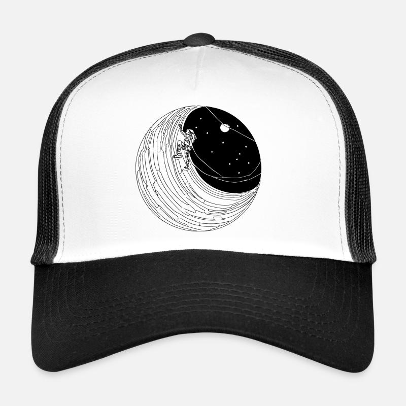Bergsteiger auf dem Mond mit Sternen - Trucker Cap - Weiß/Schwarz