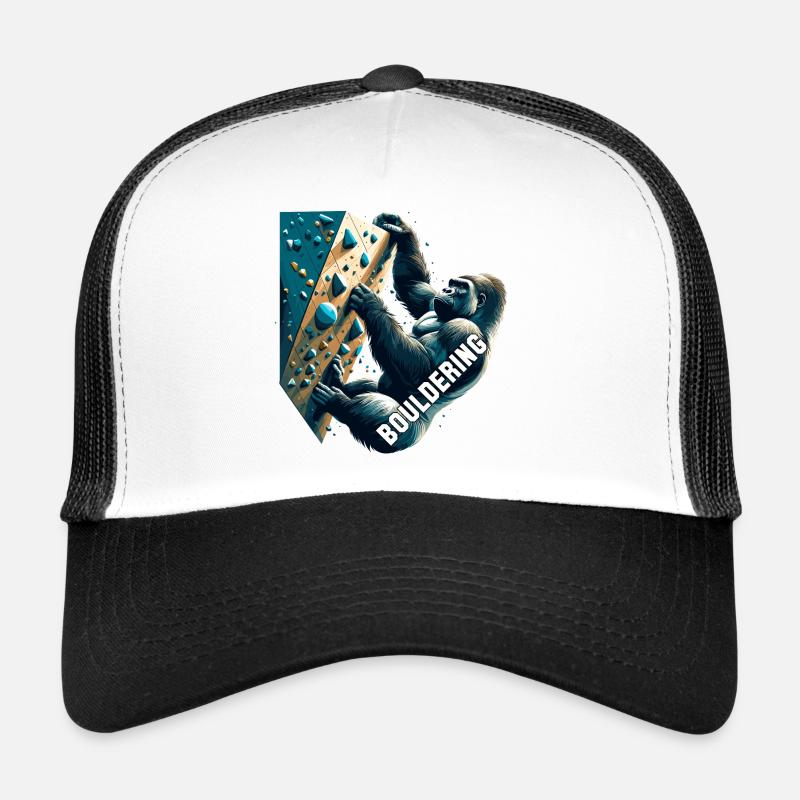 Bouldern Gorilla Geschenk - Trucker Cap - Weiß/Schwarz