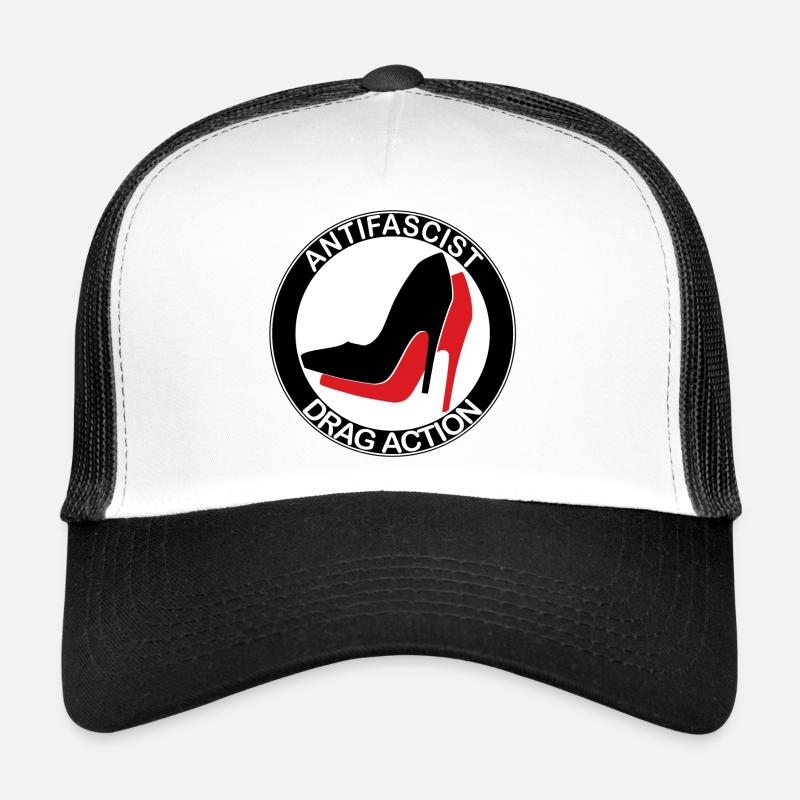ACTION DE DRAG ANTIFASCISTE - Casquette trucker  - blanc/noir