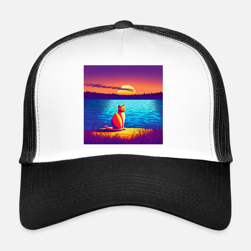 Cat enjoying the sunset Trucker Cap