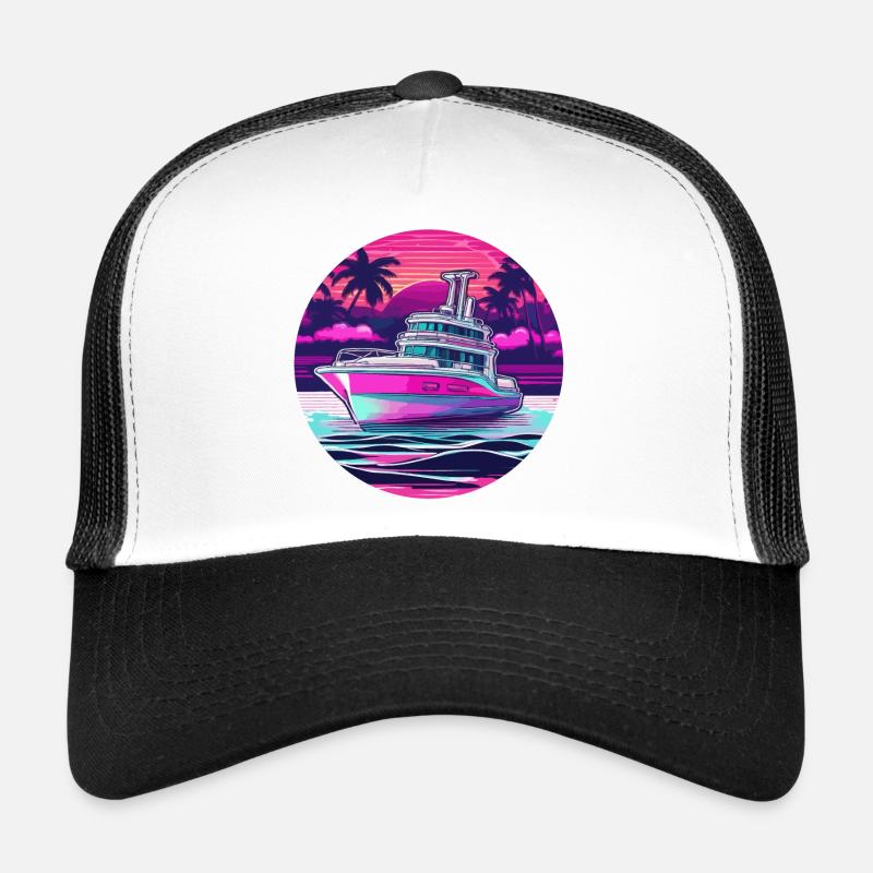 Piraten Schiff / Boot / Meer / Ocean / Wellen - Trucker Cap - Weiß/Schwarz