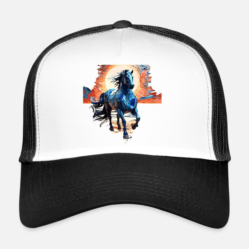Stilvolles blaues Pferd Illustration Trucker Cap