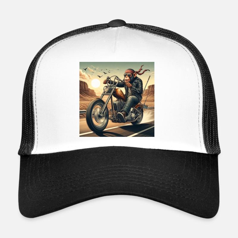 Cooler Affe auf einem Chopper Trucker Cap