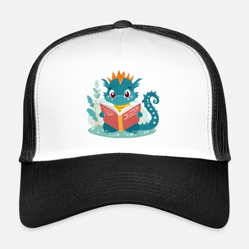 Kleiner Drache mit Buch Trucker Cap