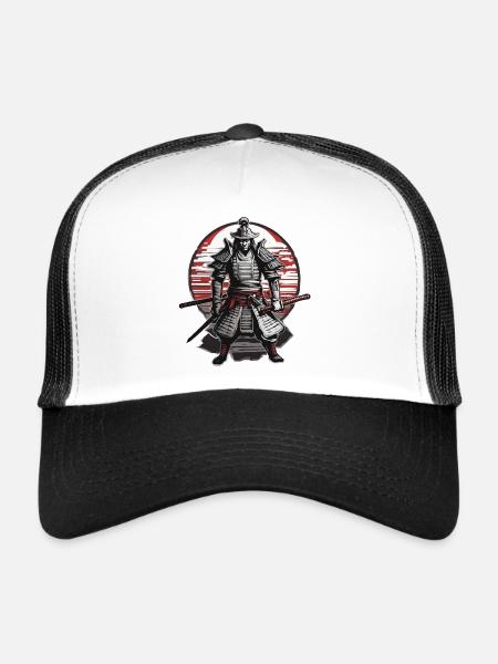 Samurai / Japanese / Harakiri / Katana / Man - Trucker Cap - white/black - Front