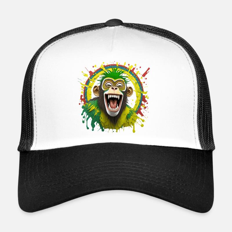 Portrait/Tête de Singe Rasta Éclaté de Rire Casquette trucker 
