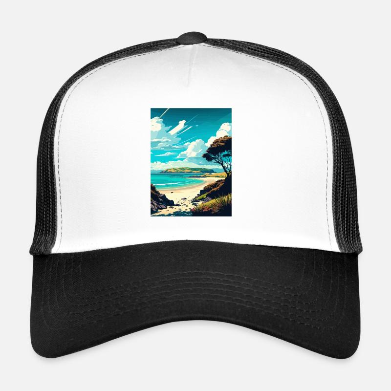 Doubtless Bay Neuseeland Vintage Reiseposter Trucker Cap