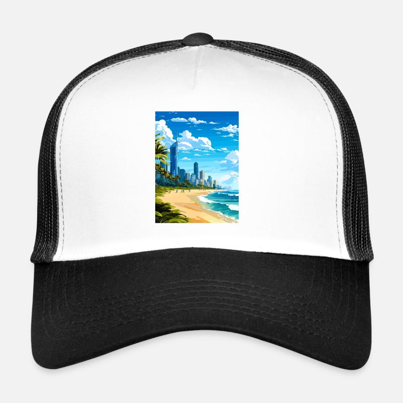 Surfers Paradise Beach Australien Reiseposter Trucker Cap