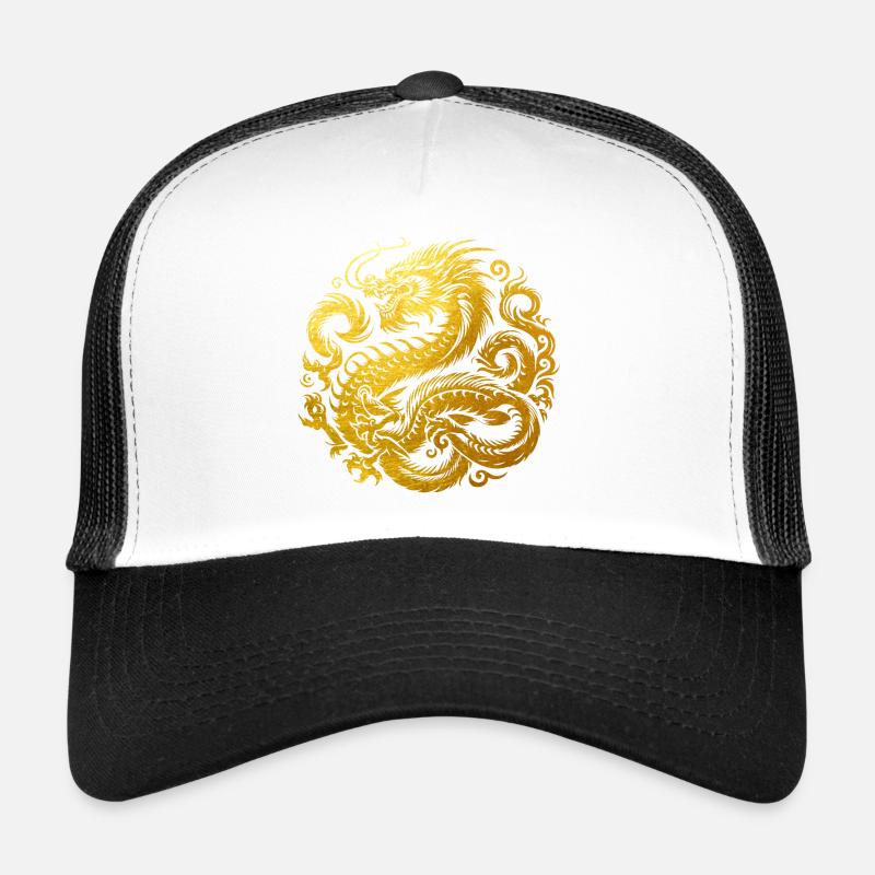 Chinesisches Drachen-Tattoo - Trucker Cap - Weiß/Schwarz