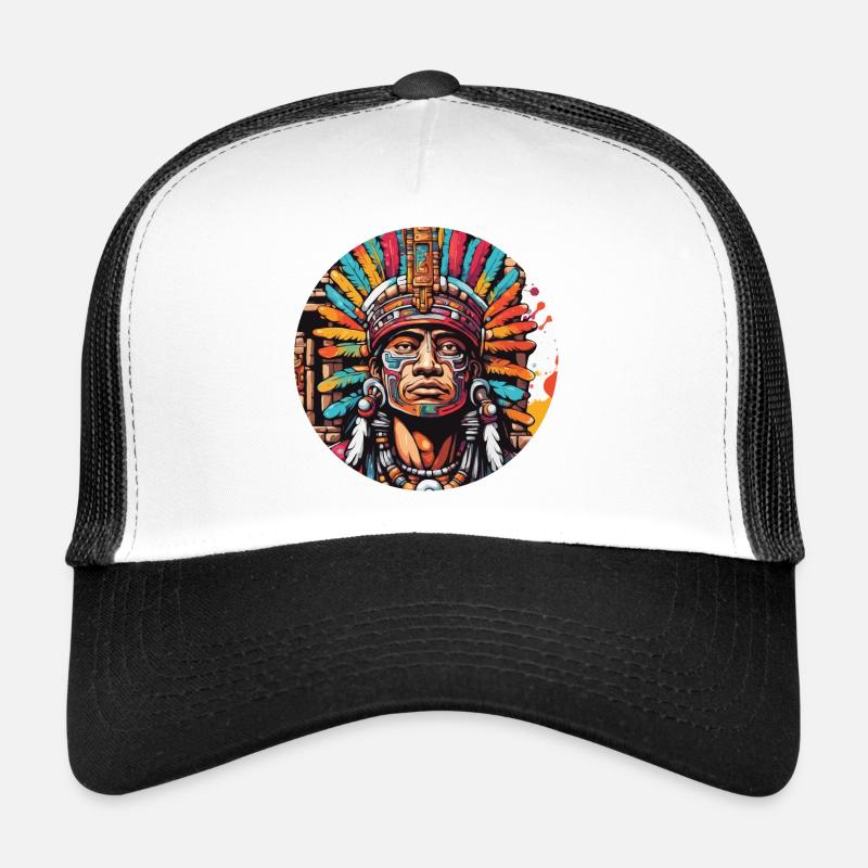Mayan / Hochkultur / Peru / Maya Kalender / Motiv - Trucker Cap - Weiß/Schwarz