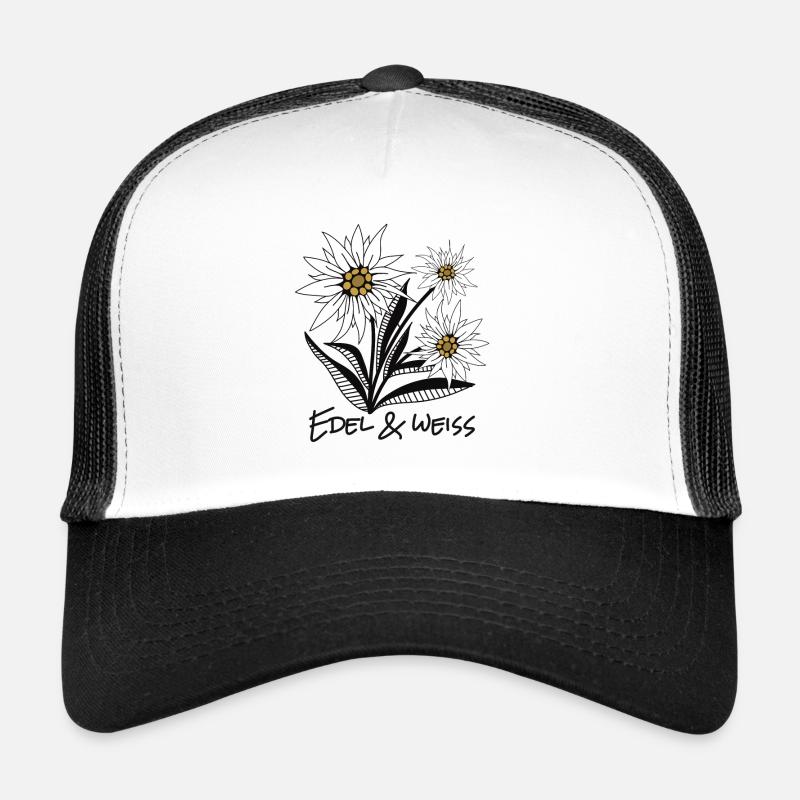 Edelweiß ist edel & weiß - Bergblume in Perfektion - Trucker Cap - Weiß/Schwarz