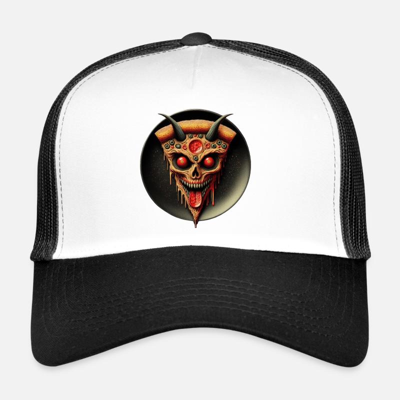 Dämonen-Pizza - Trucker Cap - Weiß/Schwarz