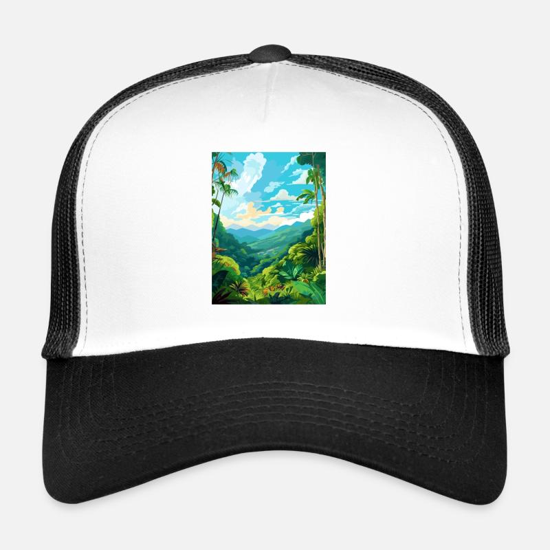 Amazone Regenwald Vintage Reiseposter Souvenir - Trucker Cap - Weiß/Schwarz