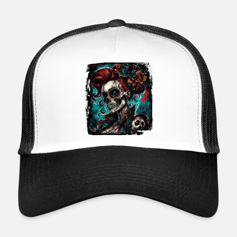 Crâne / Crâne / Squelette / Gothique / Tatouage Casquette trucker 