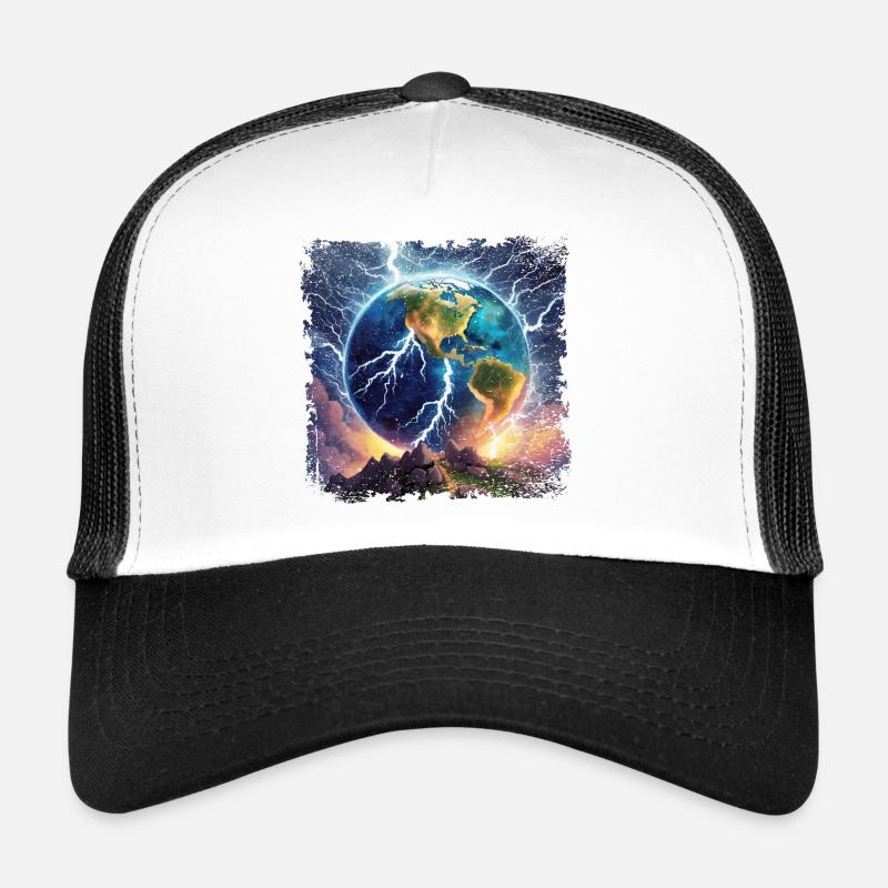 Globe jonché d’éclairs Casquette trucker 