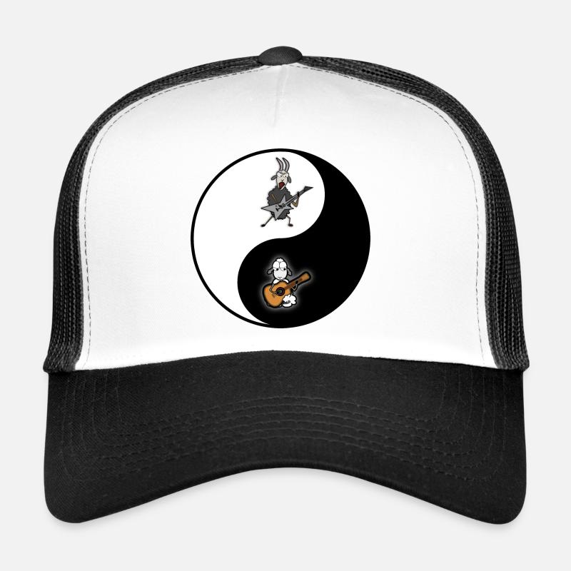 Hardrock vs Akustik Yin Yang alles im Einklang - Trucker Cap - Weiß/Schwarz