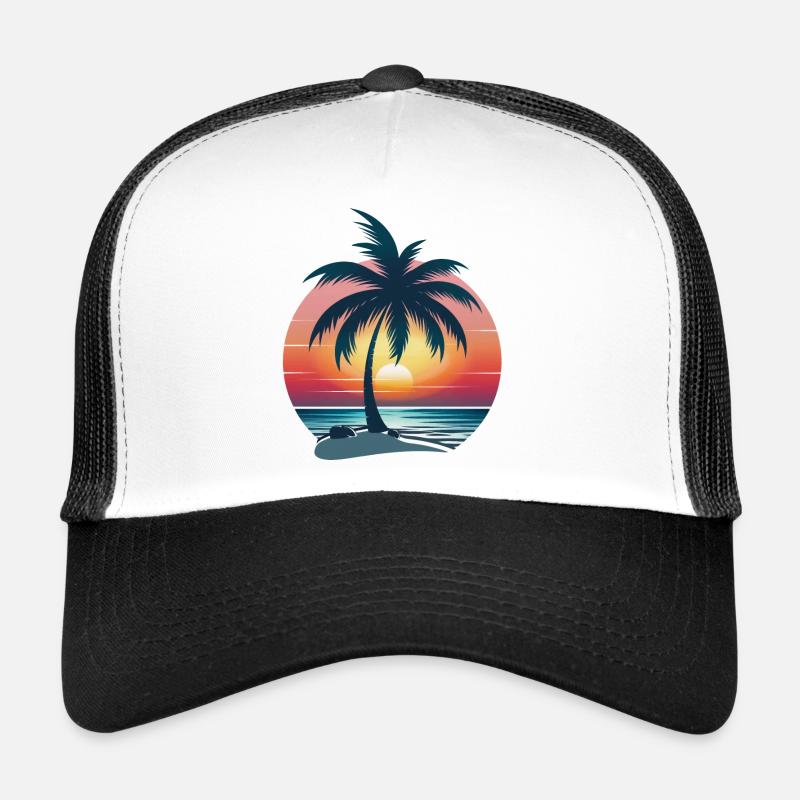 Palm Tree Sunset Trucker Cap