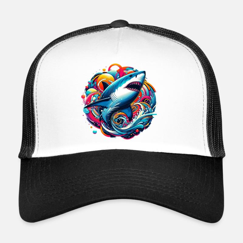Requin - Casquette trucker  - blanc/noir