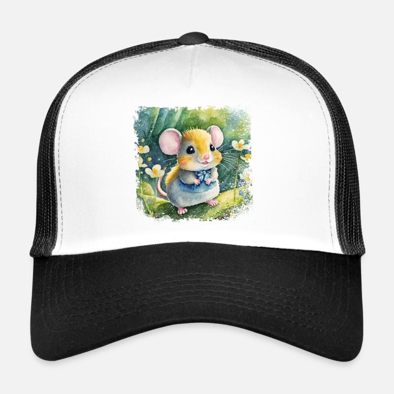 Mignon bébé souris jouant joyeusement dans le jardin Casquette trucker 