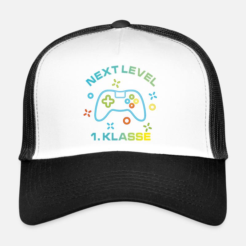 Bunte Spielekonsole Next Level 1.Klasse - Trucker Cap - Weiß/Schwarz
