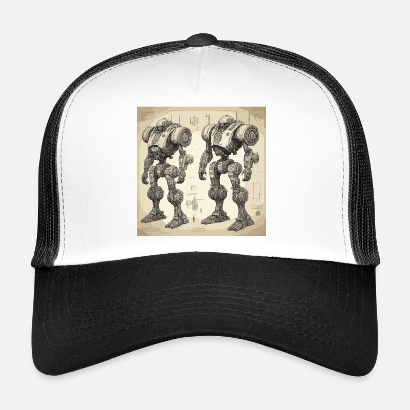 Plan / Sépia / Vintage / Rétro / Robot Casquette trucker 