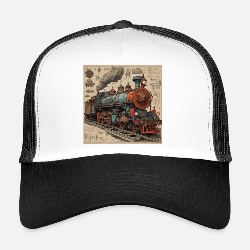Bauplan / Sepia / Vintage / Retro / Roboter Trucker Cap