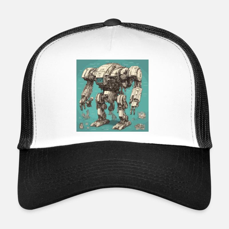 Blueprint / Sepia / Vintage / Retro / Robot Trucker Cap