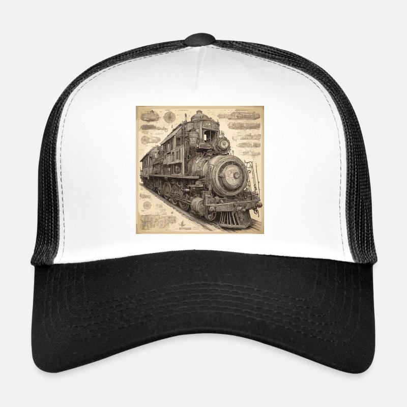 Blueprint / Sepia / Vintage / Retro / Robot Trucker Cap