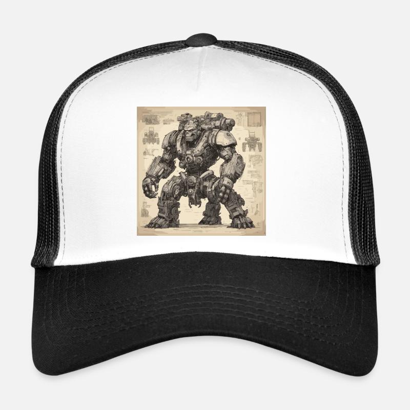 Plan / Sépia / Vintage / Rétro / Robot Casquette trucker 