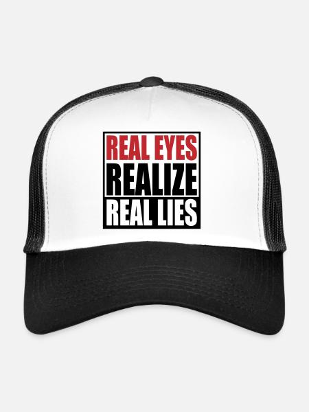 réaliser de vrais yeux reall mensonges | Couleurs modifiables - Casquette trucker  - blanc/noir - Devant