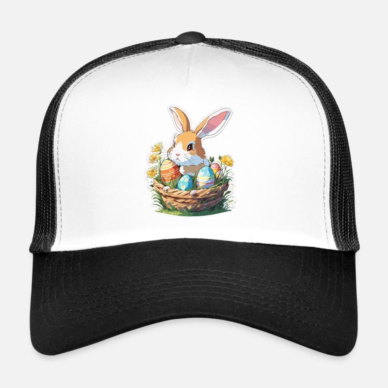 Osterhase / Ostern / Eier / Feiertage / Osterfest - Trucker Cap - Weiß/Schwarz