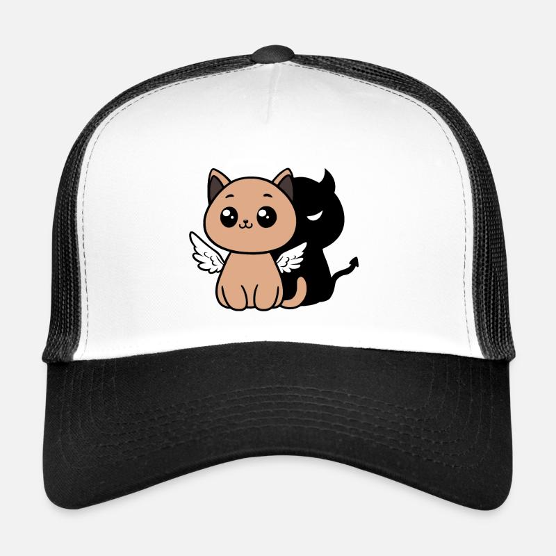 chat ange avec une ombre diable Casquette trucker 