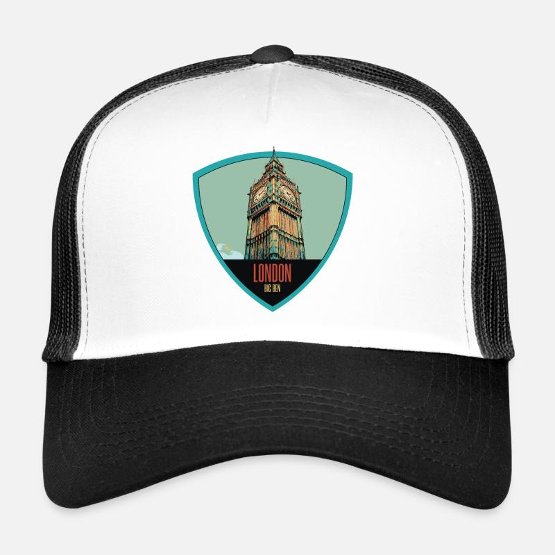Illustration emblématique de la tour Big Ben Casquette trucker 