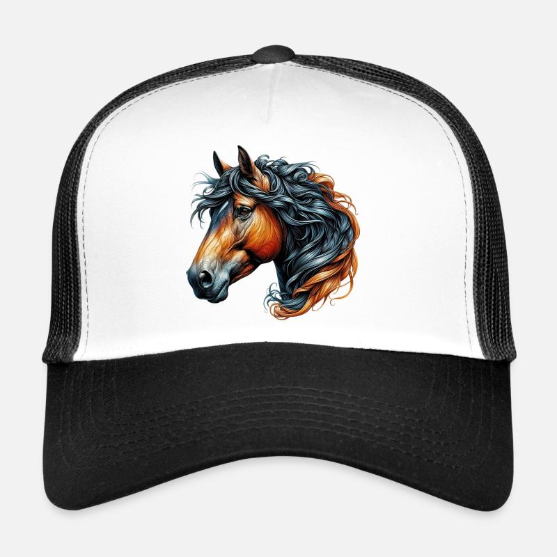 Cheval - Casquette trucker  - blanc/noir