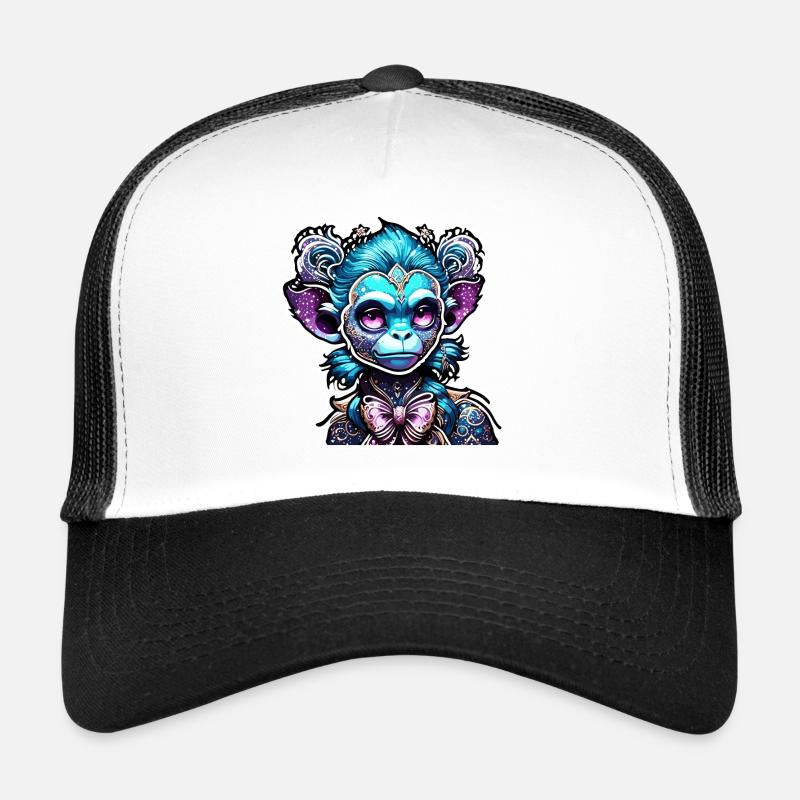 Singe mignon / Fille de singe / Mignon / noeud de cheveux Casquette trucker 