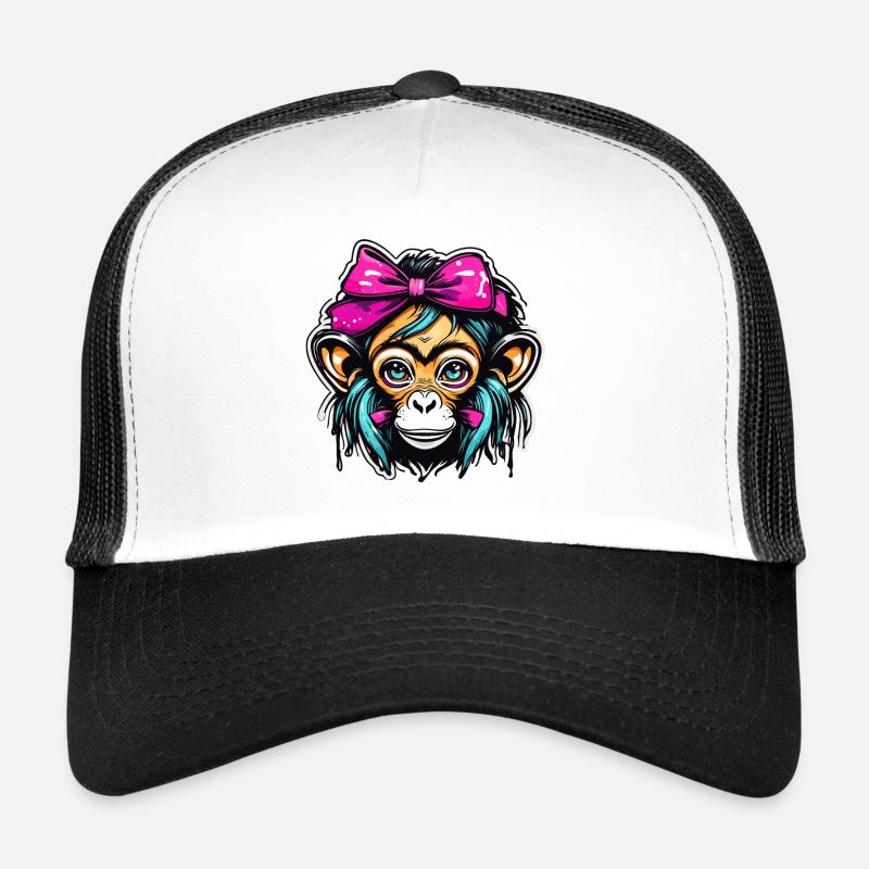 Singe mignon / Fille de singe / Mignon / noeud de cheveux Casquette trucker 