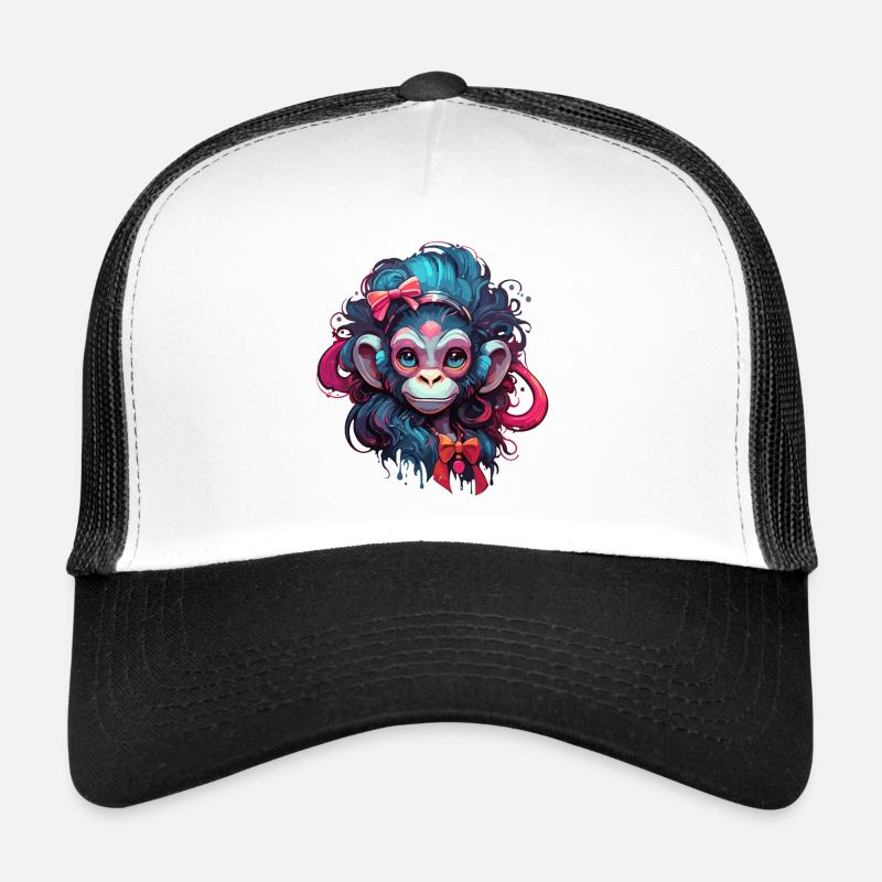 Singe mignon / Fille de singe / Mignon / noeud de cheveux Casquette trucker 