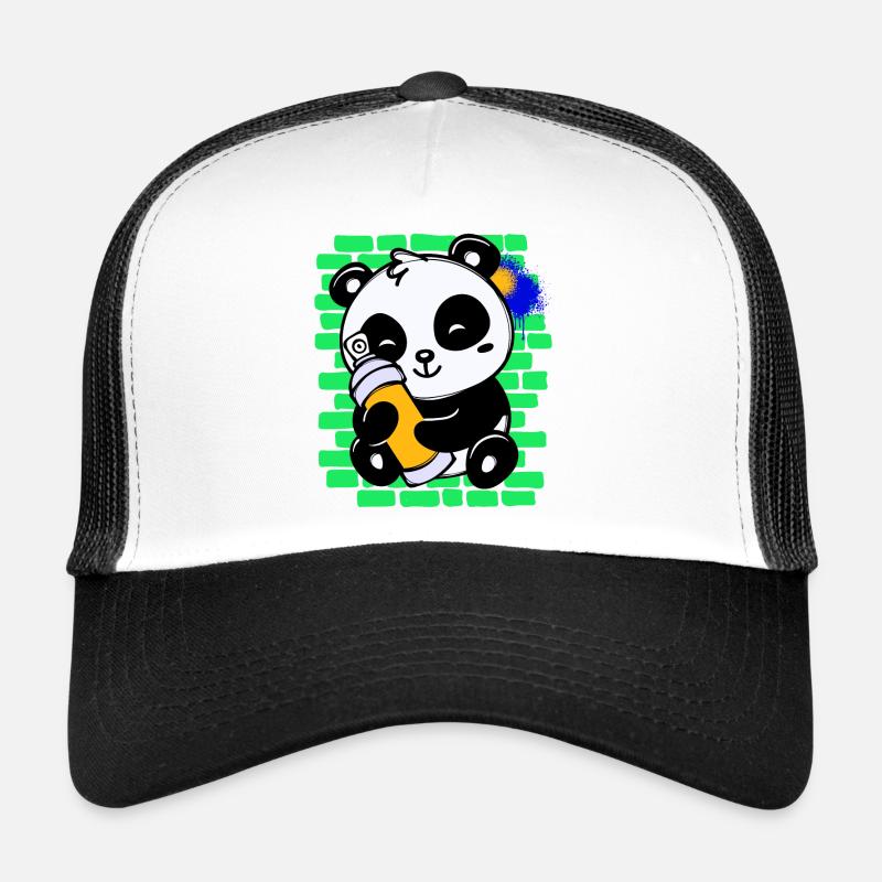 Graffiti Panda Drawing Illustration Spray Can Trucker Cap