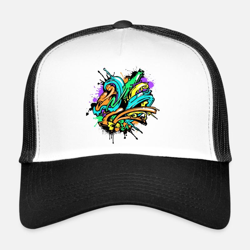 Graffiti Kunst Zeichnen Illustration Strassenkunst - Trucker Cap - Weiß/Schwarz