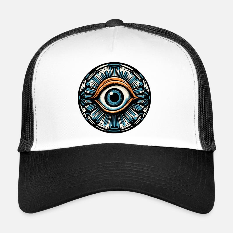 Psychedelic / Auge / Psychobilly / Comic / bunt Trucker Cap
