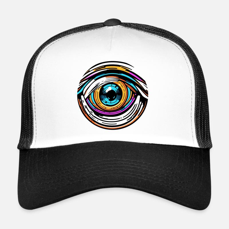 Psychedelic / Auge / Psychobilly / Comic / bunt Trucker Cap