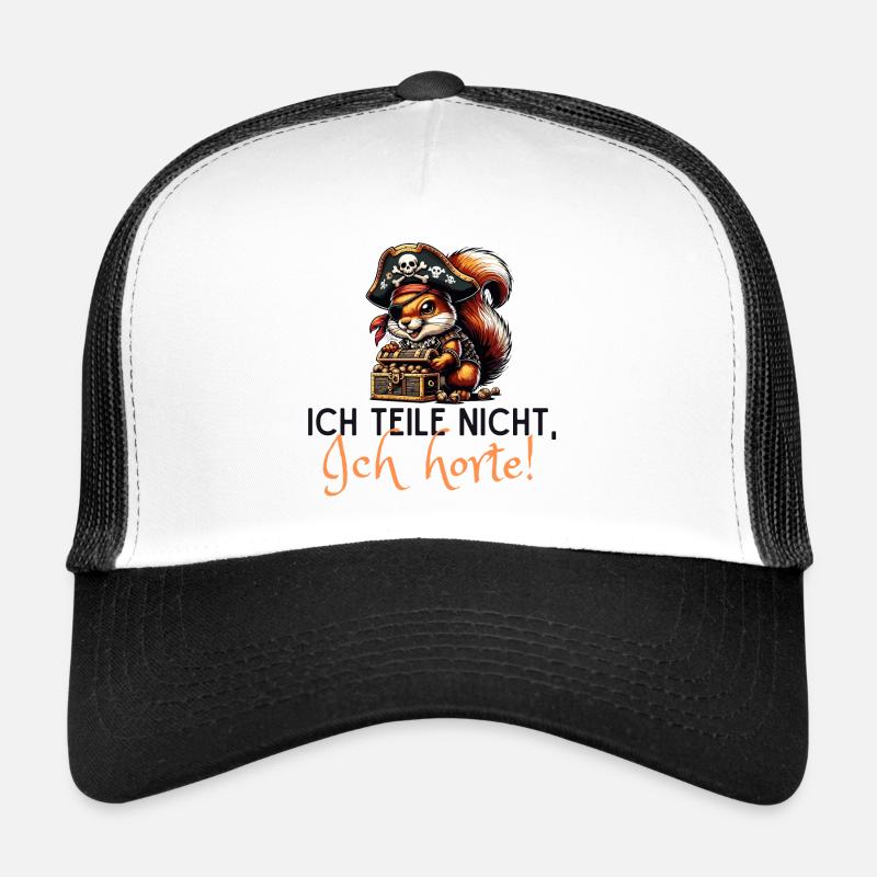 Eichhörnchen Pirat witziger Spruch - Trucker Cap - Weiß/Schwarz