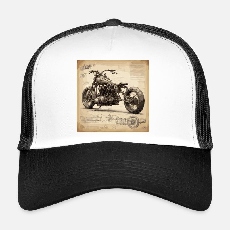 Plan / Sépia / Vintage / Rétro / Moto Casquette trucker 