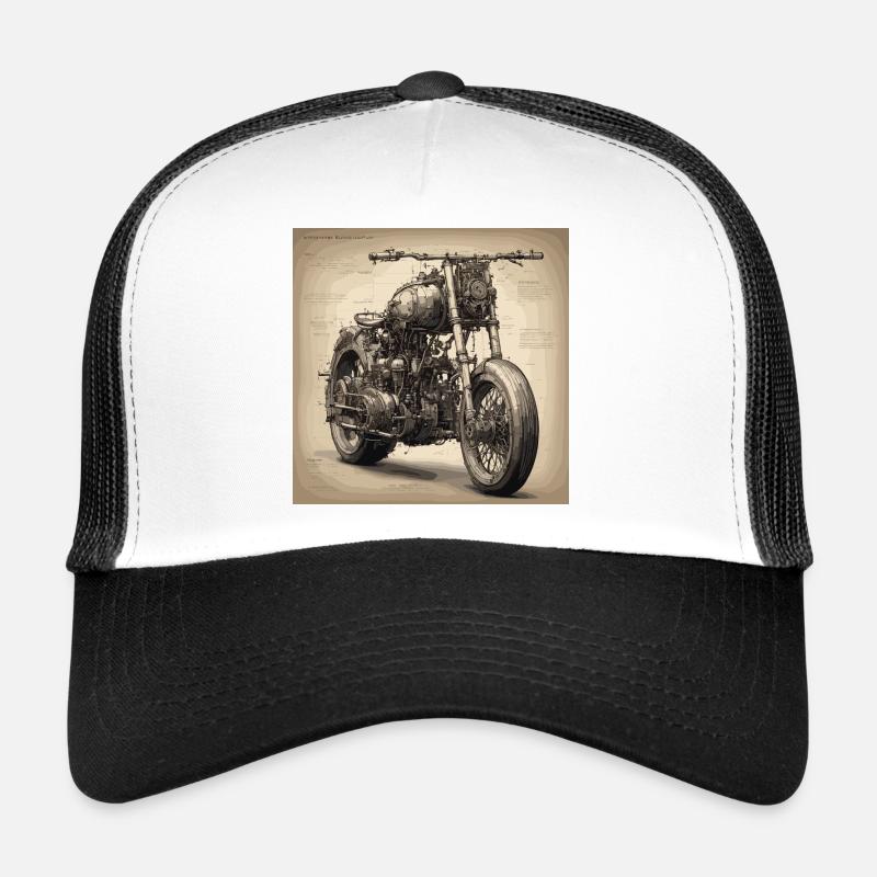 Plan / Sépia / Vintage / Rétro / Moto Casquette trucker 