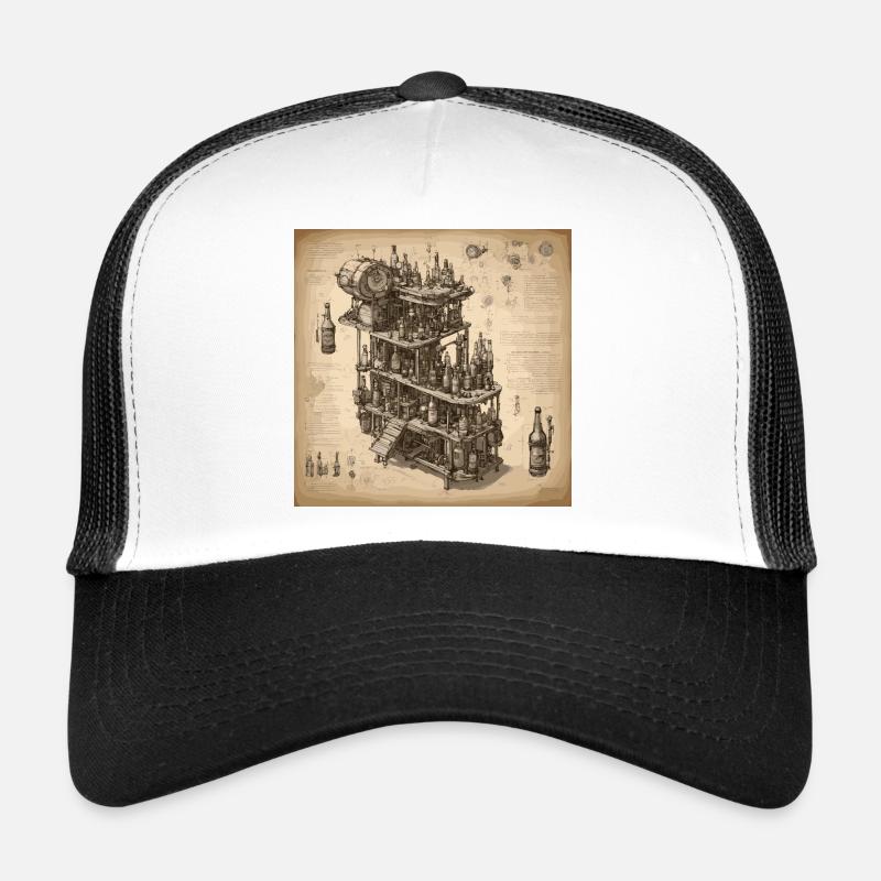 Plan / Sépia / Vintage / Rétro / Bouteilles Casquette trucker 