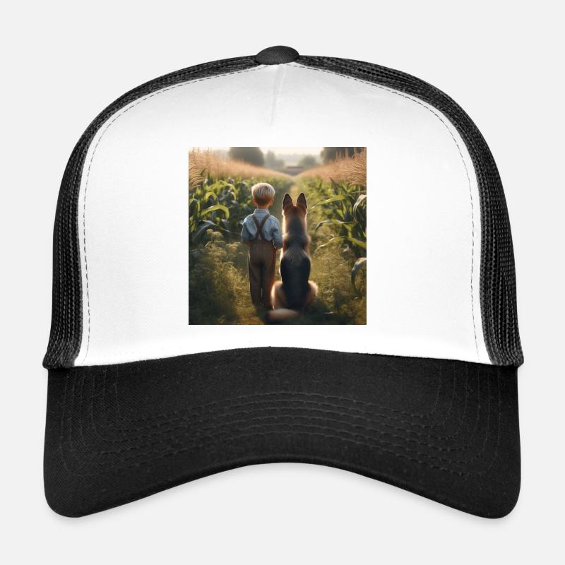 Deutscher Schäferhund Kunst - Trucker Cap - Weiß/Schwarz