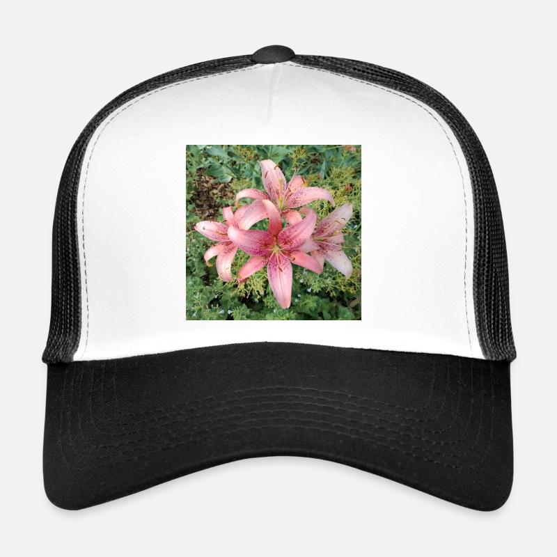 Rosa Lilienblüten - Trucker Cap - Weiß/Schwarz