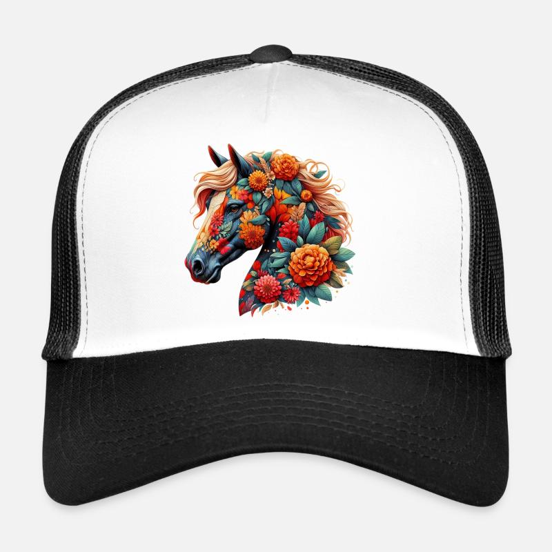 Pferd mit Blumen geschmückt Trucker Cap