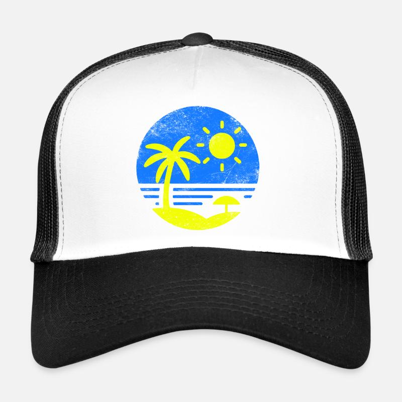 Vintage Beach Blue Yellow - Trucker Cap - white/black