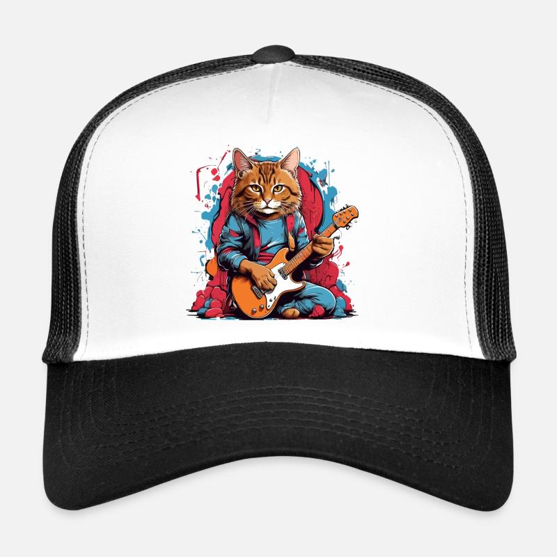 Chat avec guitare Casquette trucker 